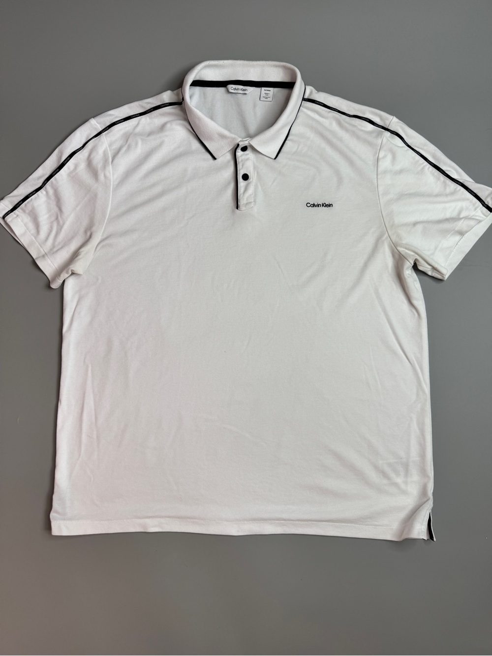 Calvin Klein White Polo with Black Trim Detailing